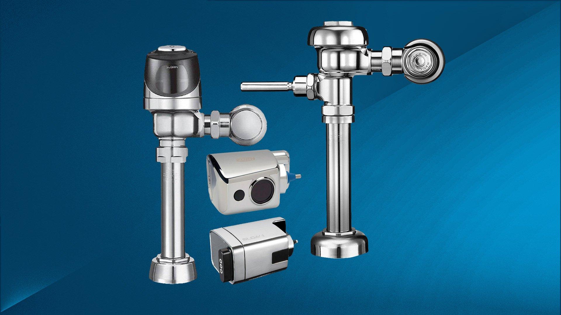 Flush Valves on blue background